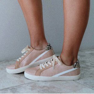 Pink Animal Print/Textured Sneakers